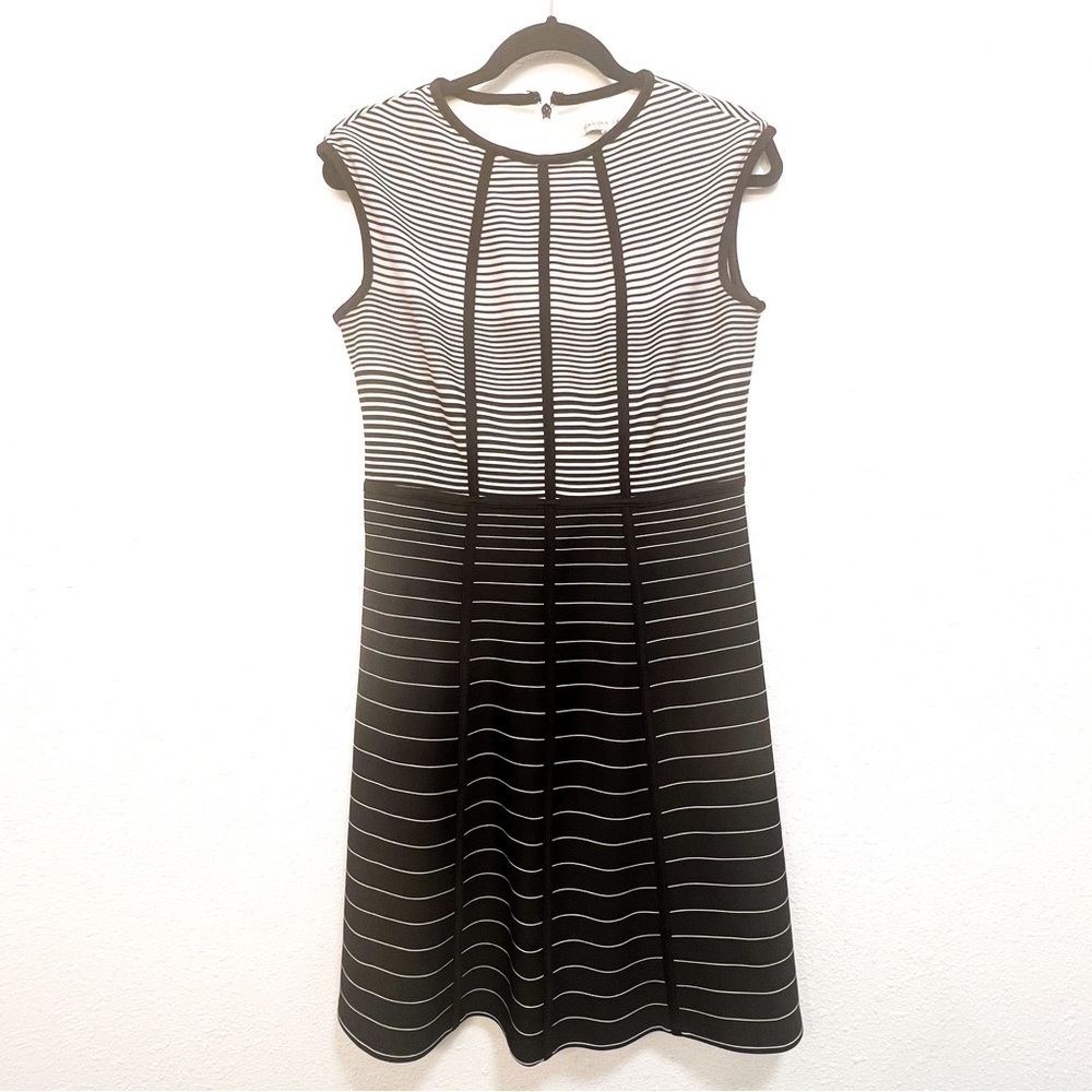 Sandra Darren striped sleeveless fit and flare dress